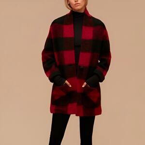 Aritzia Wilfred Free Womens Neelam Wool Blend Buffalo Check Coat Shacket‎ Size M